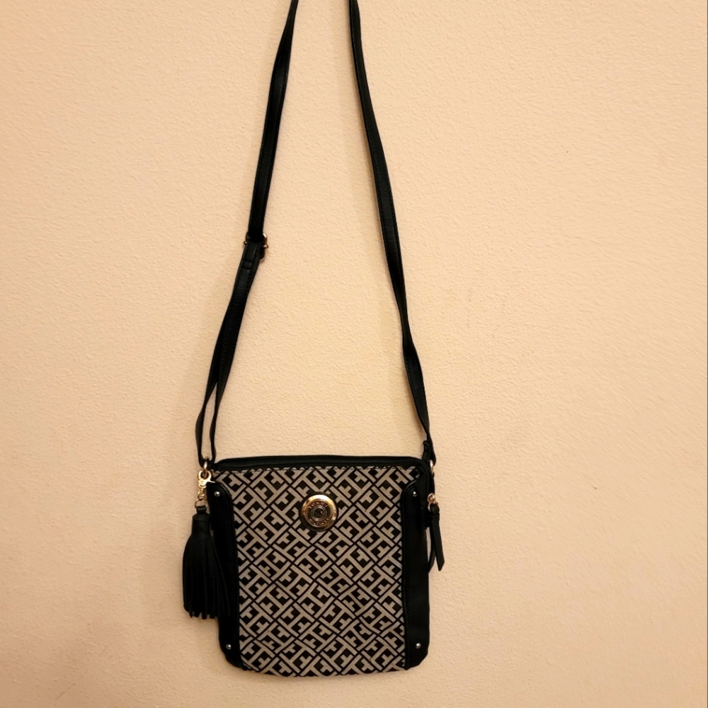 Logo, Monogram, brown crossbody purse. 9x9. EUC.